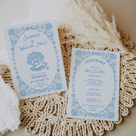 Zeeschelpen Trouwbellen Whimsical Bachelorette Bla Kaart