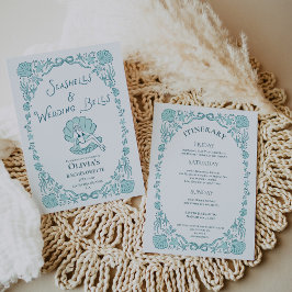 Zeeschelpen Trouwbellen Whimsical Bachelorette Kaart
