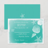 Zeeschelpen & Turquoise Strand RSVP kaart (Voorkant / Achterkant)