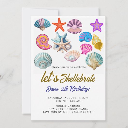 Zeeschelpen Verjaardag Kaart (Voorkant)