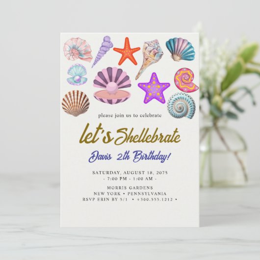 Zeeschelpen Verjaardag Kaart (Staand voorkant)