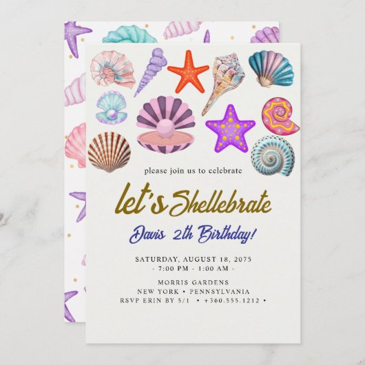 Zeeschelpen Verjaardag Kaart (Voorkant / Achterkant)