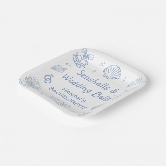 Zeeschelpen vrijgezellenfeestje papieren bordje (Gebogen)
