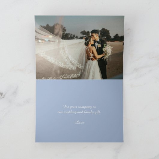 Zeeschelpen waterverf blauw binnen foto dank u kaart (Binnen)