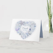 Zeeschelpen waterverf blauw binnen foto dank u kaart (Voorkant)