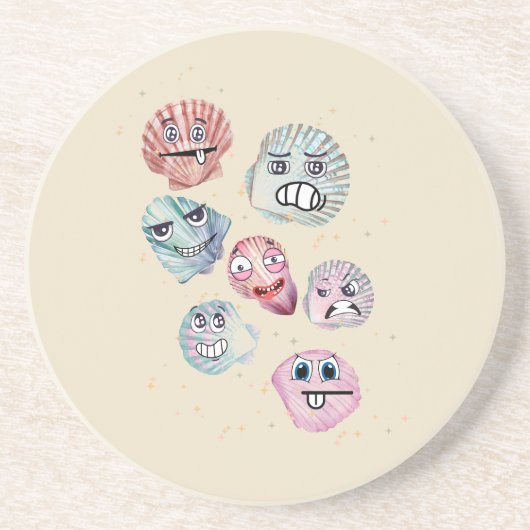 zeeschelpen zandsteen onderzetter (Voorkant)