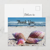 Zeeschelpen Zandstrand Oceaan Dank U Kaart (Voorkant / Achterkant)