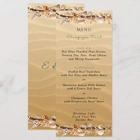 Zeeschelpen Zandzeesterren Driftwood Tropisch Menu (Voorkant / Achterkant)