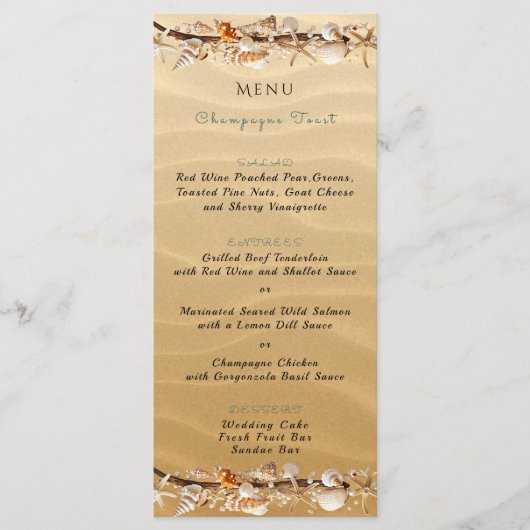 Zeeschelpen Zandzeesterren Driftwood Tropisch Menu (Voorkant)