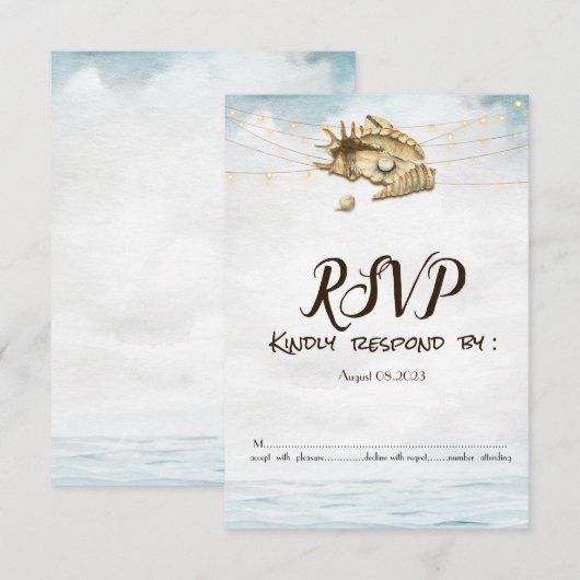 Zeeschelpen,Zee,Kerstverlichting Script Lights RSV Kaart (Voorkant / Achterkant)