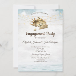 Zeeschelpen,Zee,Slingerlampen Script Trouwdag Kaart