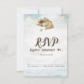 Zeeschelpen,Zee,Slingerlichten Script Lights RSVP Kaart (Voorkant)