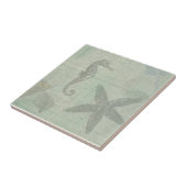  zeeschelpen, zeegarvis en SeaHorse Tegeltje (Zijkant)