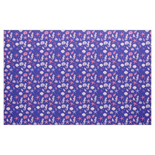 Zeeschelpen Zeepaarden en Zeesterren Stof (Fat Quarter)