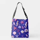 Zeeschelpen Zeepaardjes en Seastars Crossbody Tas (Achterkant)