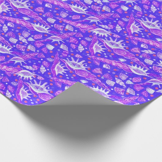 Zeeschelpen Zeeslagers Nautical Pattern Ultramarin Cadeaupapier (Hoek)