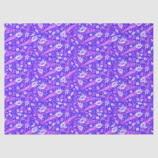 Zeeschelpen Zeeslagers Nautical Pattern Ultramarin Tissuepapier (Voorkant)