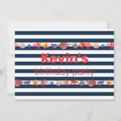 Zeeschelpen, zeesterren en koraal op nautische str kaart (Achterkant)