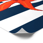 Zeeschelpen, zeesterren en koraal op nautische str poster (Hoek)