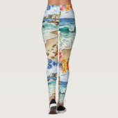 Zeeschelpen Zeesterren Over Het Zandpatroon Leggings (Achterkant)