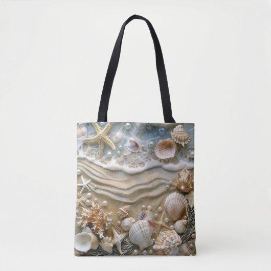 Zeeschelpen Zeesterren Parels Strand Zand Zeeschui Tote Bag (Voorkant)
