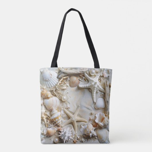 Zeeschelpen Zeesterren Parels Wit Zand Driftwood Tote Bag (Achterkant)