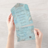 Zeeschelpen & Zeesterren QR Code All In One Uitnodiging (Afscheurbaar)