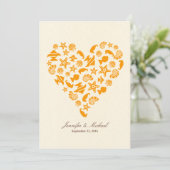 Zeeschelpen & Zeestervis Hart Zomer Strand Bruilof Kaart (Staand voorkant)