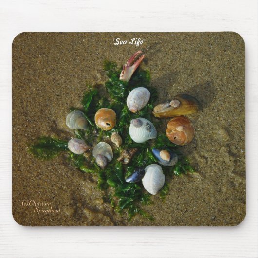 Zeeschelpen zeewier Mousepad Muismat (Voorkant)