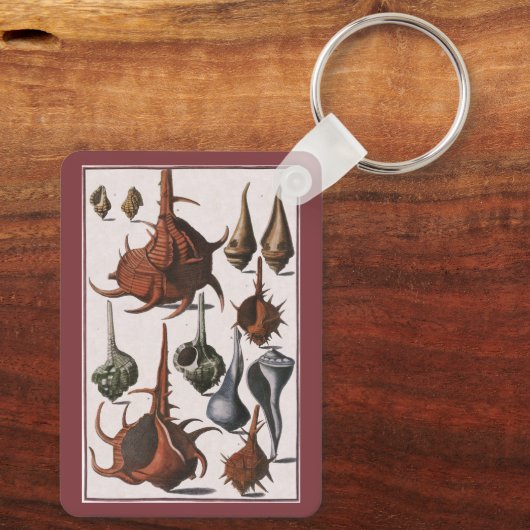  zeeschelpen, zeewier, zeewier, zeeschelpdieren sleutelhanger (Achterkant)