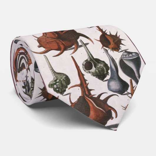  zeeschelpen, zeewier, zeewier, zeeschelpdieren stropdas (Opgerold)