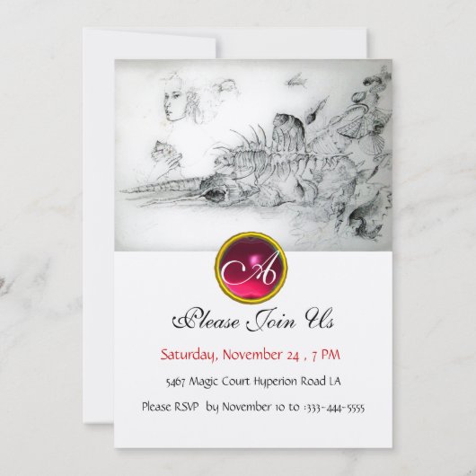 ZEESCHELPEN ZOETE ZESTIEN FEESTJE,Ruby Monogram Go Kaart (Achterkant)