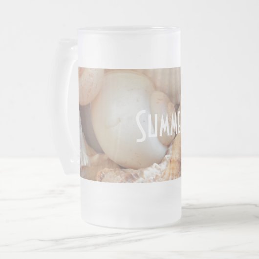 Zeeschelpen, zomerstrand Exotic Tropical Romantic Matglas Bierpul (Voorkant links)