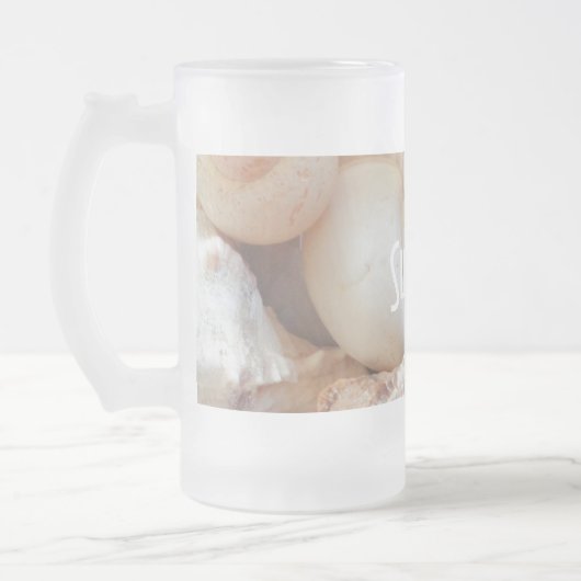 Zeeschelpen, zomerstrand Exotic Tropical Romantic Matglas Bierpul (Links)