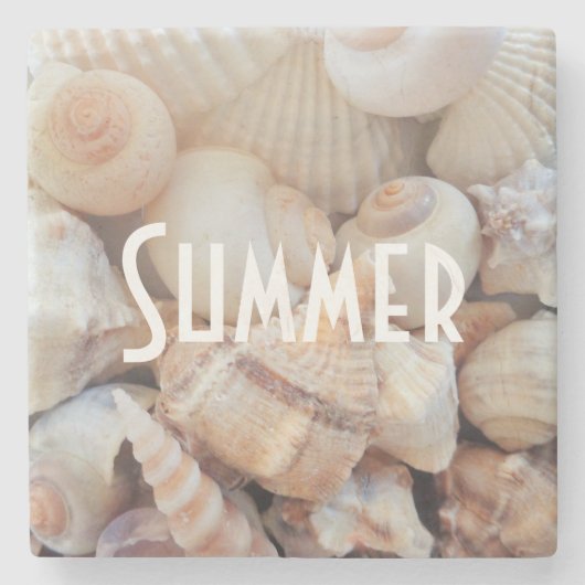 Zeeschelpen, zomerstrand Exotic Tropical Romantic Stenen Onderzetter (Voorkant)
