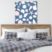 zeeschelpenpatroon canvas afdruk (Insitu (Slaapkamer))