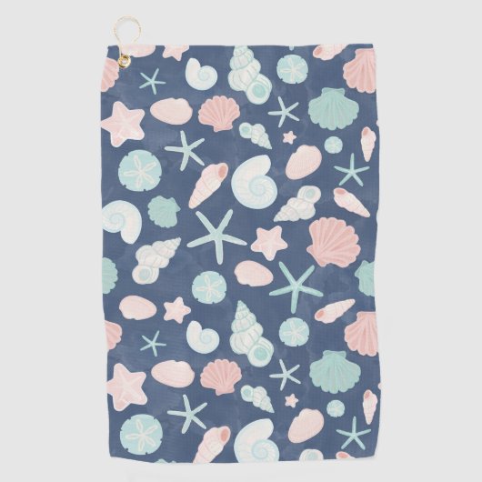 zeeschelpenpatroon golfhanddoek (Voorkant)