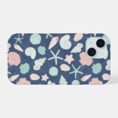 zeeschelpenpatroon iPhone 15 case (Achterkant horizontaal)