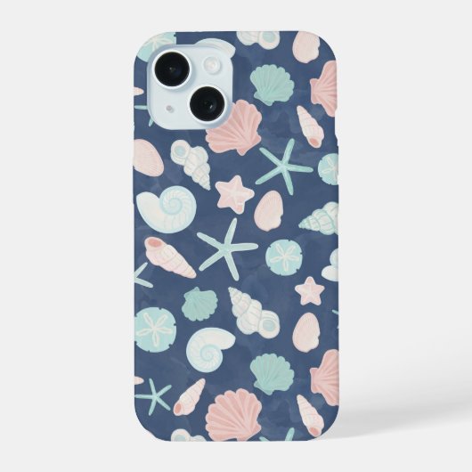 zeeschelpenpatroon iPhone 15 case (Achterkant)