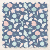 zeeschelpenpatroon kartonnen onderzetters (Voorkant)