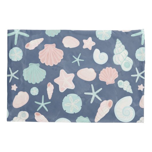 zeeschelpenpatroon kussensloop (Achterkant-Links)