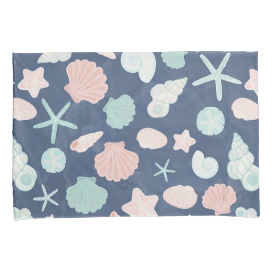 zeeschelpenpatroon kussensloop (Voorkant-Rechts)