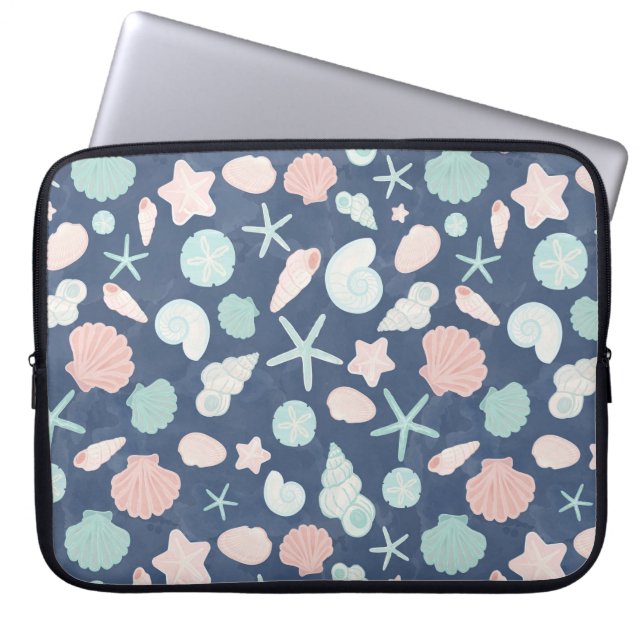 zeeschelpenpatroon laptop sleeve (Voorkant)