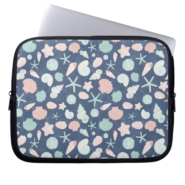 zeeschelpenpatroon laptop sleeve (Voorkant)
