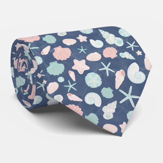zeeschelpenpatroon stropdas (Opgerold)
