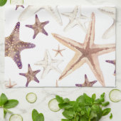 Zeeschelppatroon beige theedoek (Gevouwen)