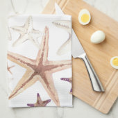 Zeeschelppatroon beige theedoek (Quarter Fold)