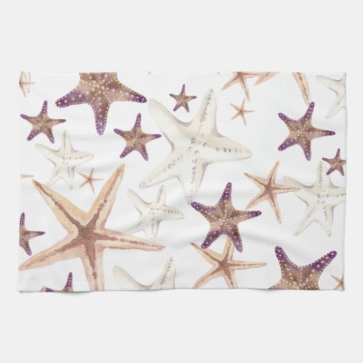 Zeeschelppatroon beige theedoek (Horizontaal)