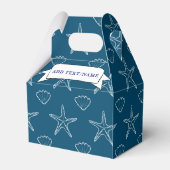 Zeeschelppatroon op Ocean Blue Custom Bedankdoosjes (Achterkant)