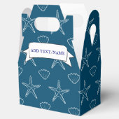 Zeeschelppatroon op Ocean Blue Custom Bedankdoosjes (Geopend)